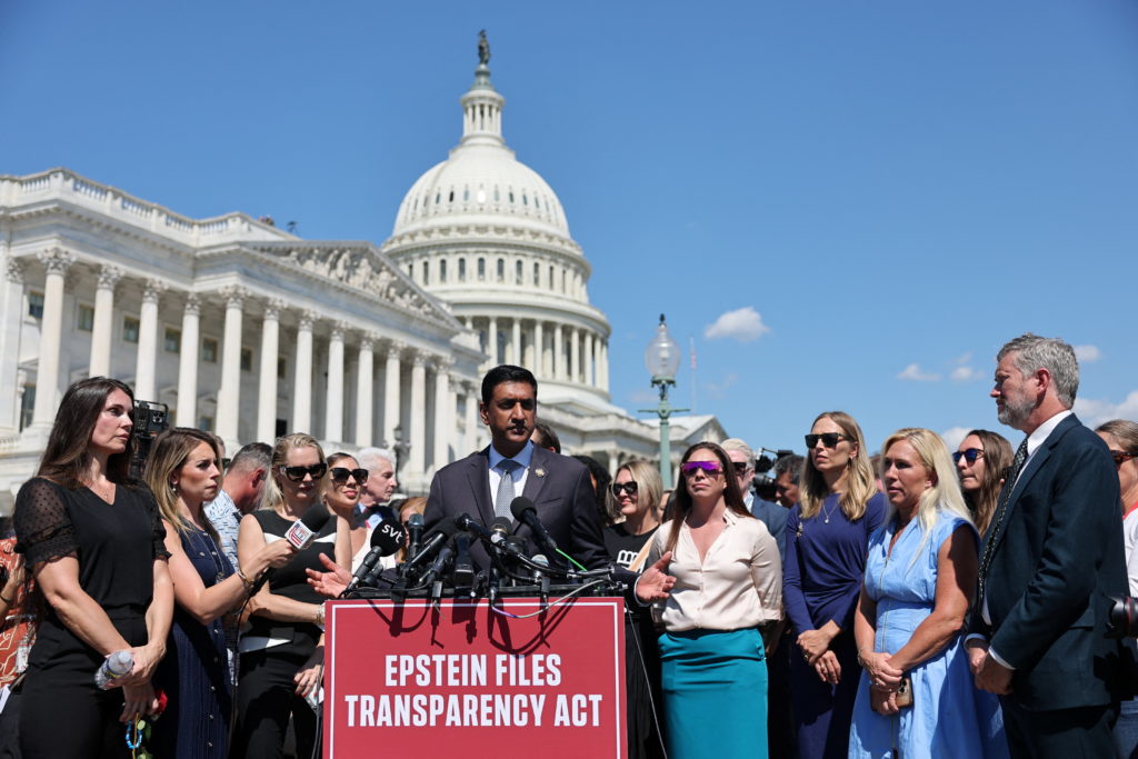 Members of U.S. Congress and Epstein victims hold press conference in Washington