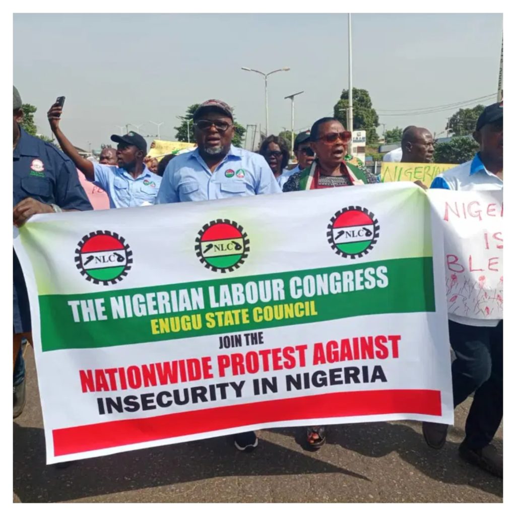 BREAKING: NLC protest against insecurity brings Enugu to a halt
