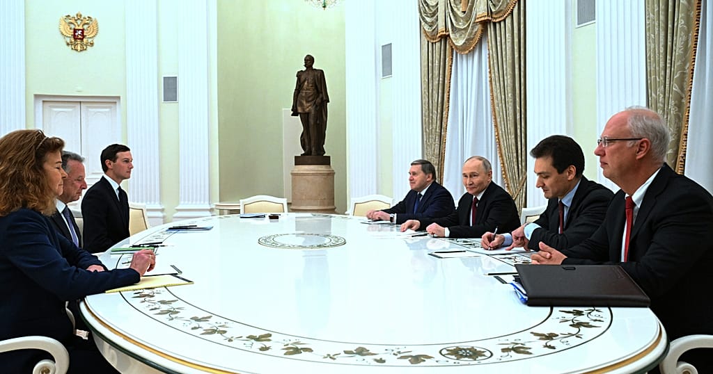 Ukraine Peace Talks Advance with Putin Kushner Meeting Putin hosts 'constructive' talks with US envoys as Trump makes new push for Ukraine peace deal