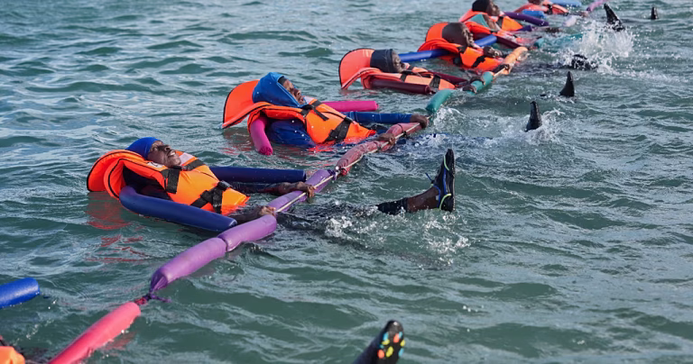 Senegal beach fitness club offers hope and healing through water aerobics
