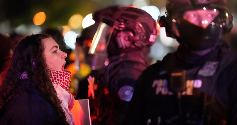 Protests in Portland after federal agents shoot two during ICE operation