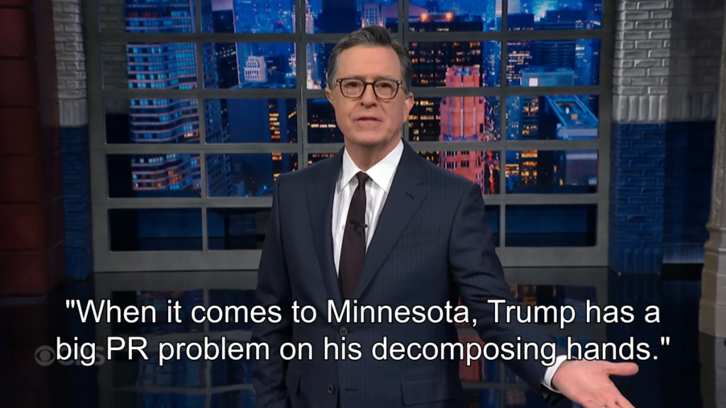 Stephen Colbert mocks Trump administration walking back allegations against ICE shooting victim