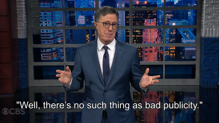 Stephen Colbert reacts to being mentioned in Epstein files