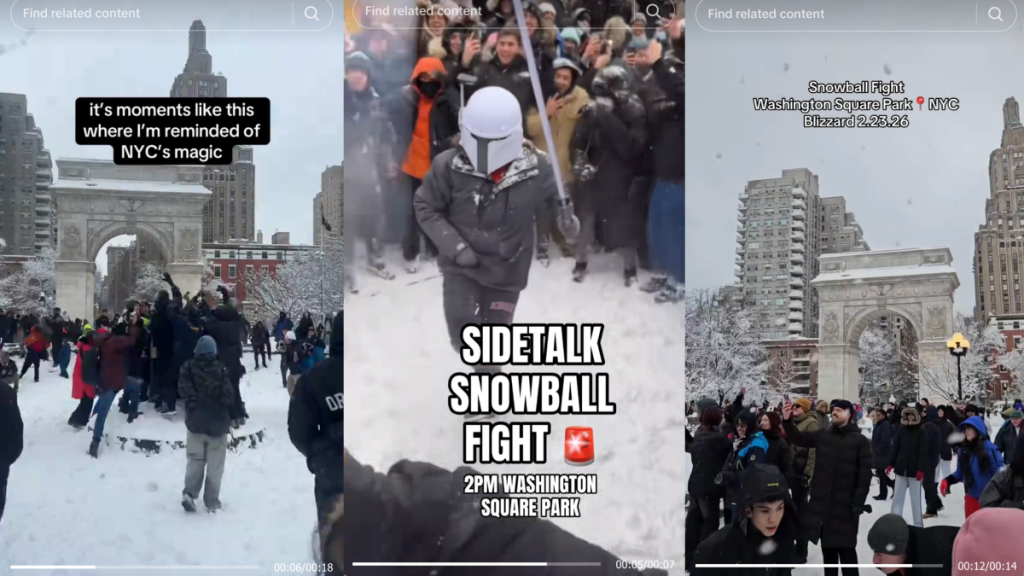 Watch: Massive snowball fight breaks out in NYC after blizzard