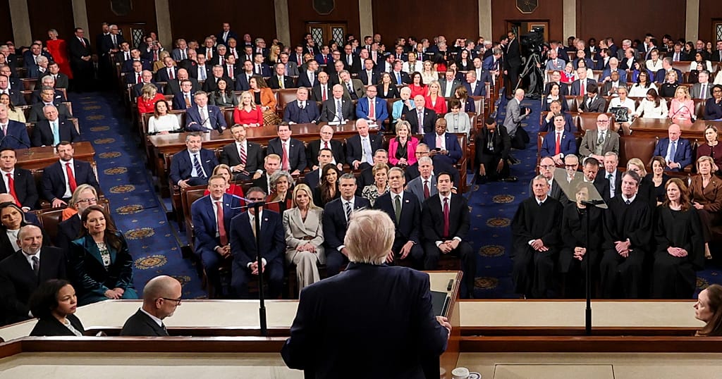 Trump paints rosy picture of US in record-long State of the Union speech