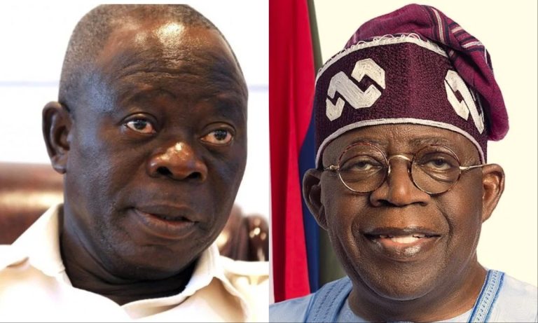 Oshiomhole visits Tinubu at Presidential Villa
