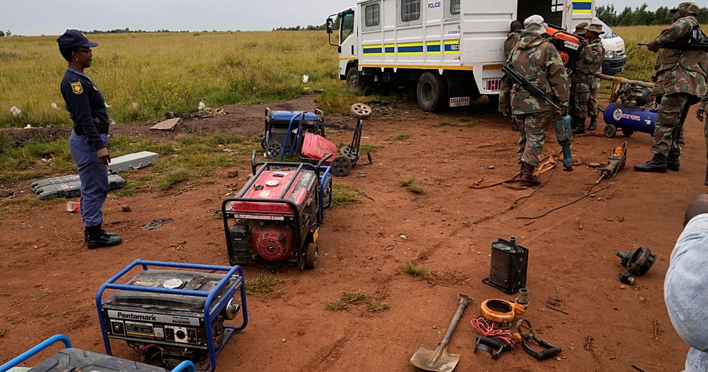 South African soldiers dismantle illegal mining activities near Johannesburg