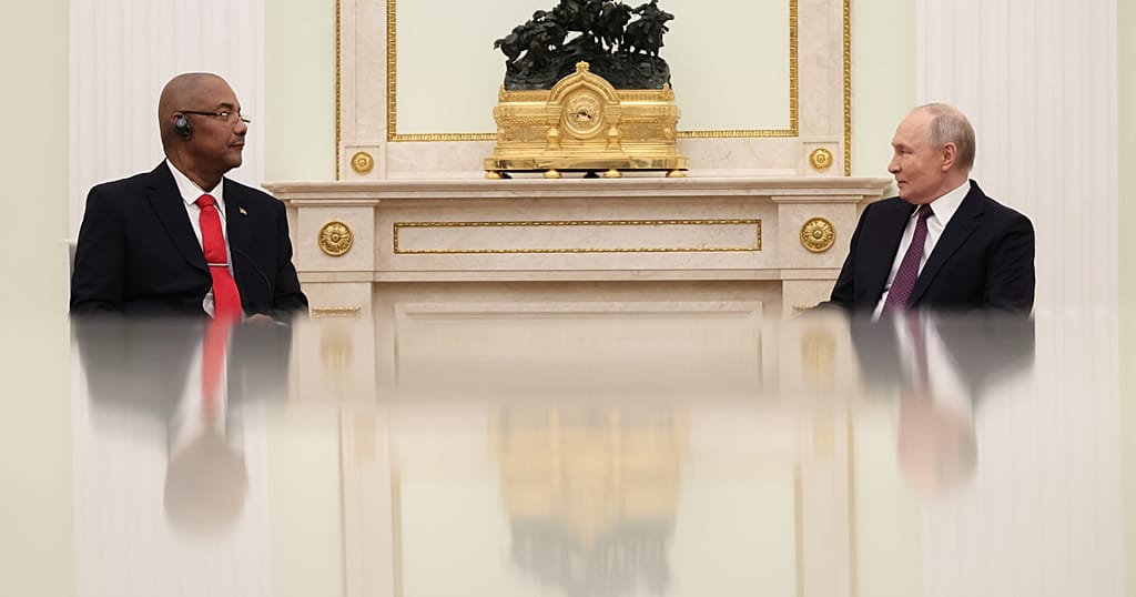 Russia's Vladimir Putin hosts Seychelles President Patrick Herminie at Kremlin