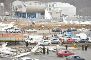 FCT Bus Terminal Roof Destroyed By Rainstorm In Abuja 300x199
