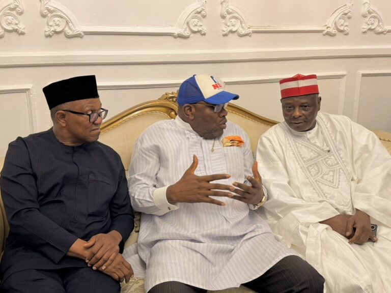 peter obi, seriake dickson, and rabiu kwankwaso at ndc membership event ahead of nigeria’s 2027 elections