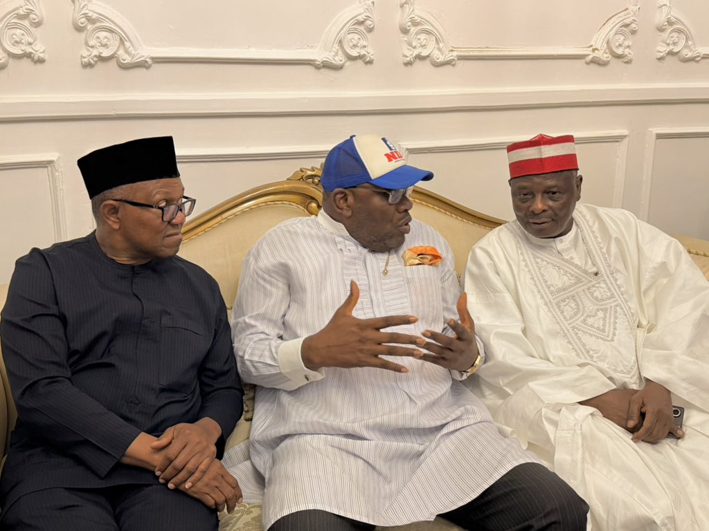peter obi, seriake dickson, and rabiu kwankwaso at ndc membership event ahead of nigeria’s 2027 elections