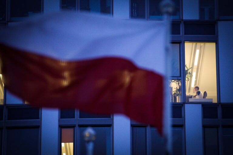 People are seen in the offices of Huawei Poland in Warsaw, Poland on January 12, 2018.