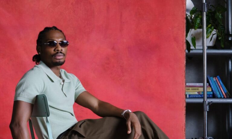 This Mike Afolarin Look Is Exactly How to Wear a Knit Polo With Wide-Leg Trousers
