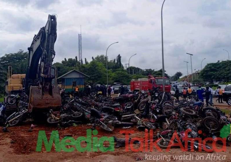 110799 again fcta crushes 470 motorcycles for illegal operation in abuja