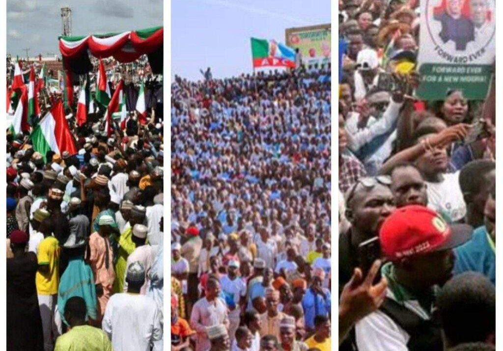 12713 2023 polls apc pdp lp compete for crowd claim dominance