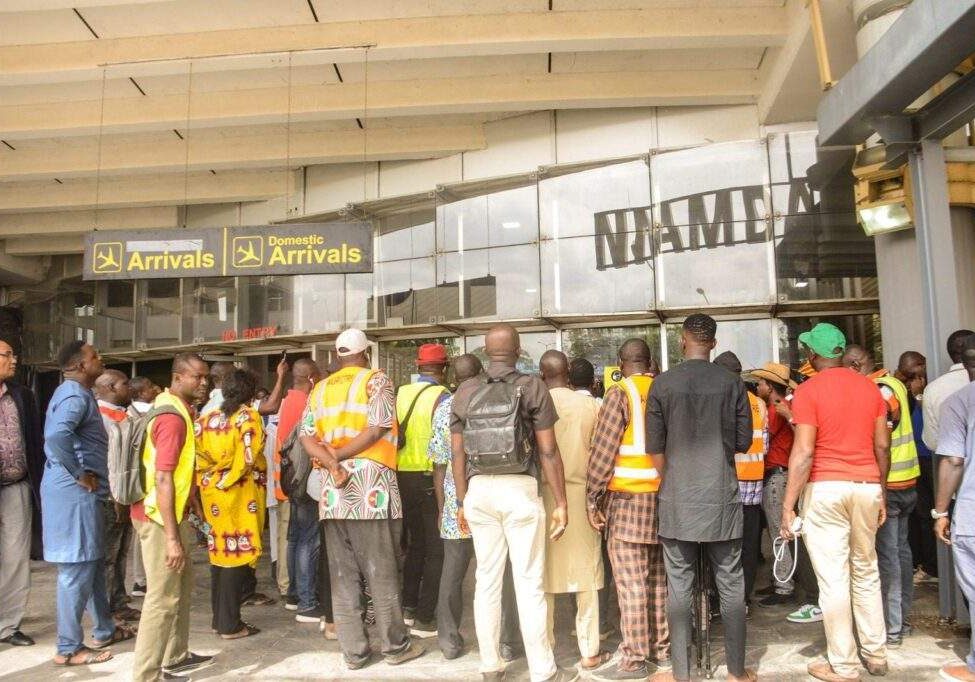 47652 pictorial passengers stranded as aviation workers strike in abuja 47652 pictorial passengers stranded as aviation workers strike in abuja