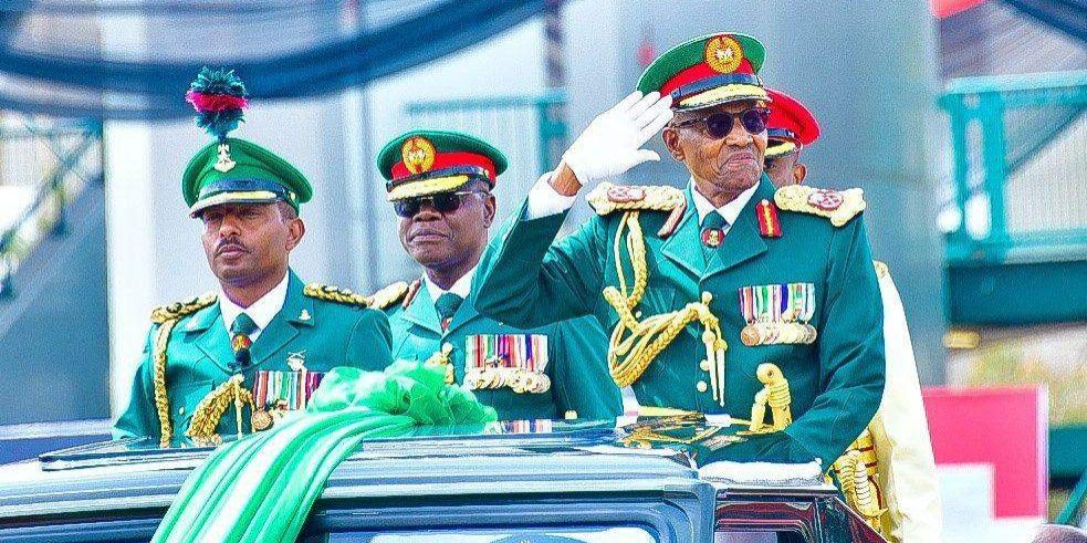 53118 pictorial buhari arrives army parade in military uniform 53118 pictorial buhari arrives army parade in military uniform
