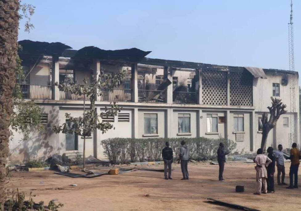 6580 breaking fire guts kano police command headquarters