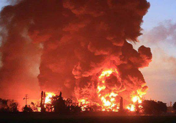 84604 naf fighter jet destroys illegal refinery housing petrol laden tanks reservoirs in rivers