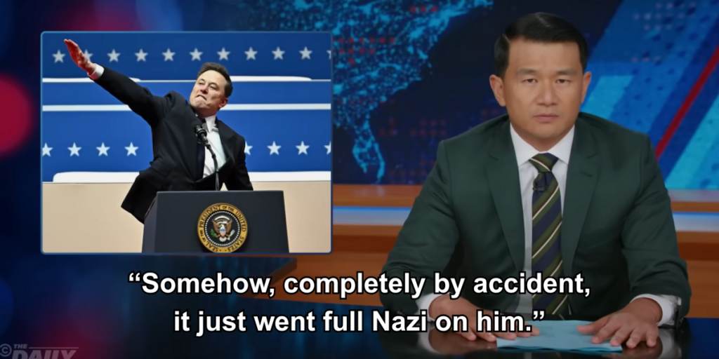 AI Chatbot Grok's Antisemitic Rant Sparks Ronny Chieng to Slam The Daily Show skewers Elon Musk over Groks antisemitic MechaHitler tirade