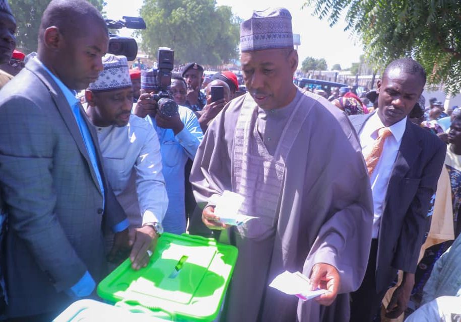 Borno Governor Zulum Votes in Local Elections Borno LG election: Gov Zulum casts vote in Mafa, expresses satisfaction