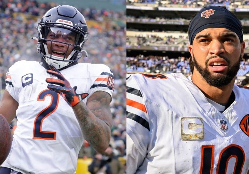 Caleb Williams scores touchdown from DJ Moore Caleb Williams x DJ Moore collage