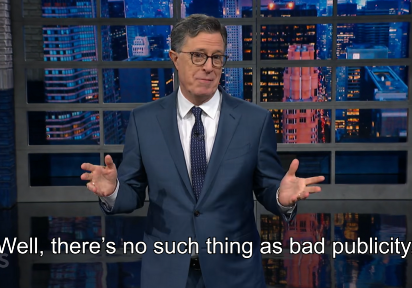 Stephen Colbert reacts to being mentioned in Epstein files