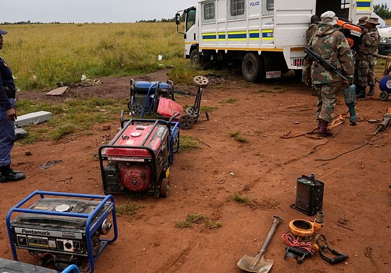 South African soldiers dismantle illegal mining activities near Johannesburg