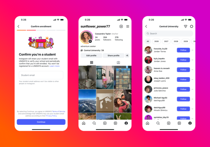 Instagram launches Schools feature for college students exclusively Instagram launches student-only communities verified through UNiDAYS