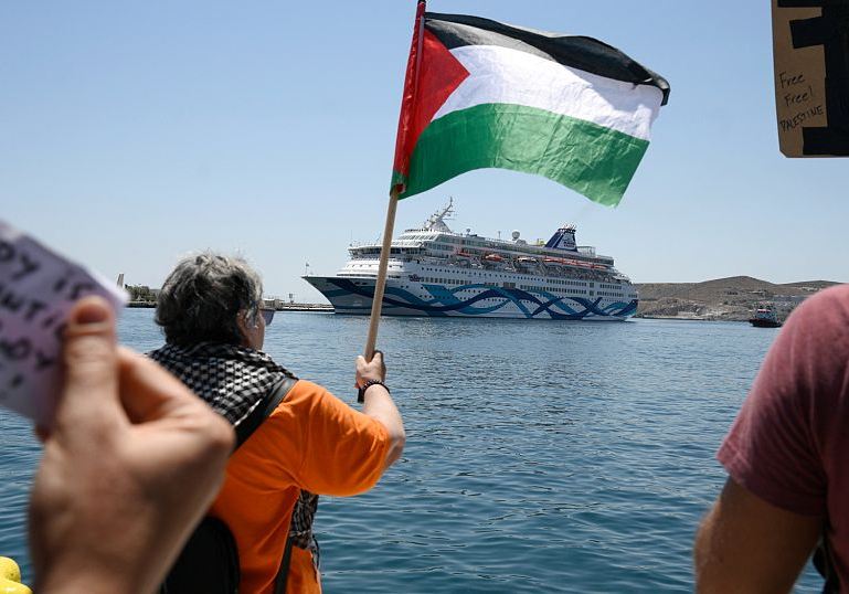 Israeli cruise ship skips Greek Island after pro-Palestinian protest