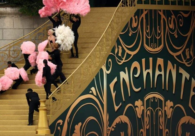 Lady Gaga Kicks Off Paris Olympics in Pink with Feathered
