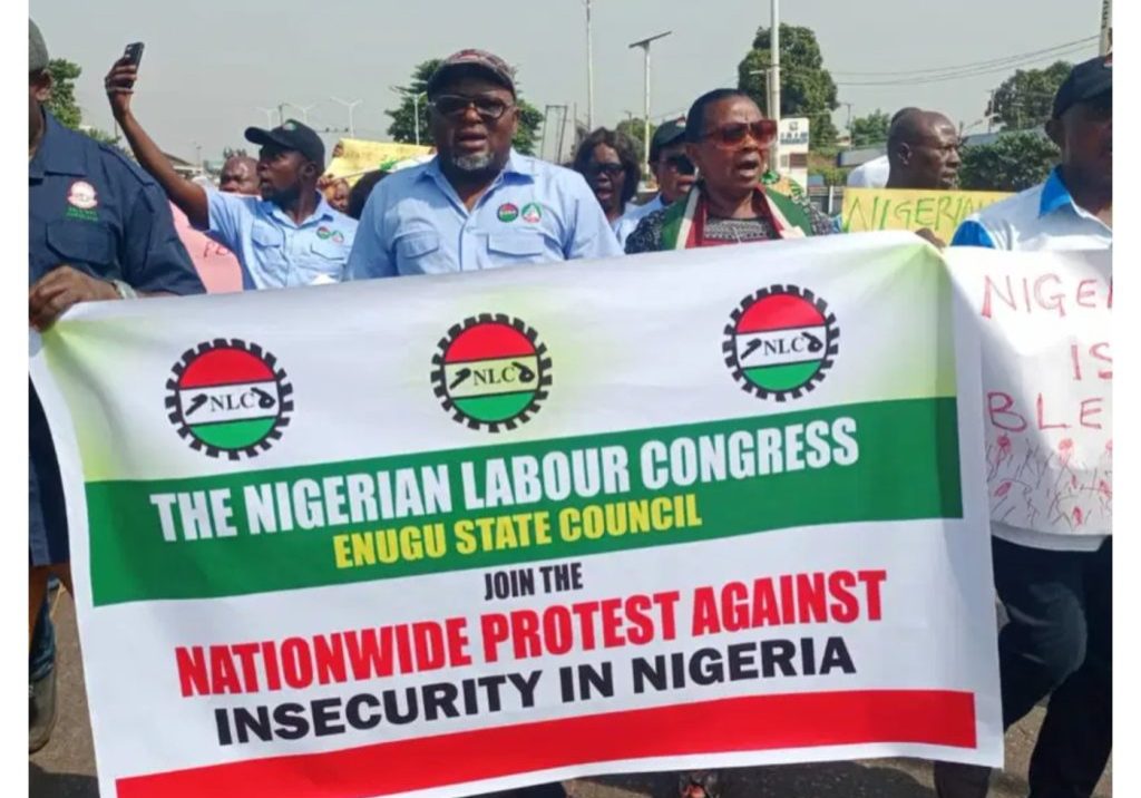 BREAKING: NLC protest against insecurity brings Enugu to a halt