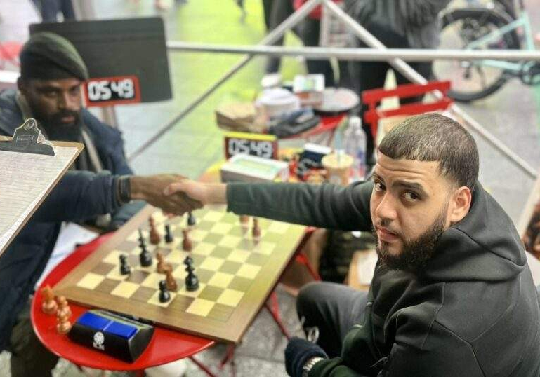 Nigerian Chess Master Tunde Onakoya US Counterpart Shawn Martinez Nigerian Chess Master Tunde Onakoya US Counterpart Shawn Martinez