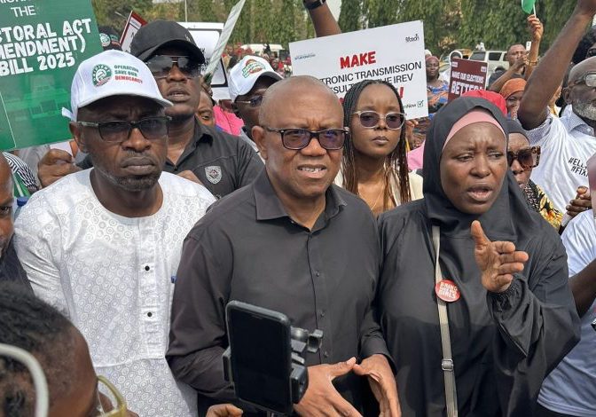 Electronic transmission: Tension in Abuja as Peter Obi leads protest at NASS