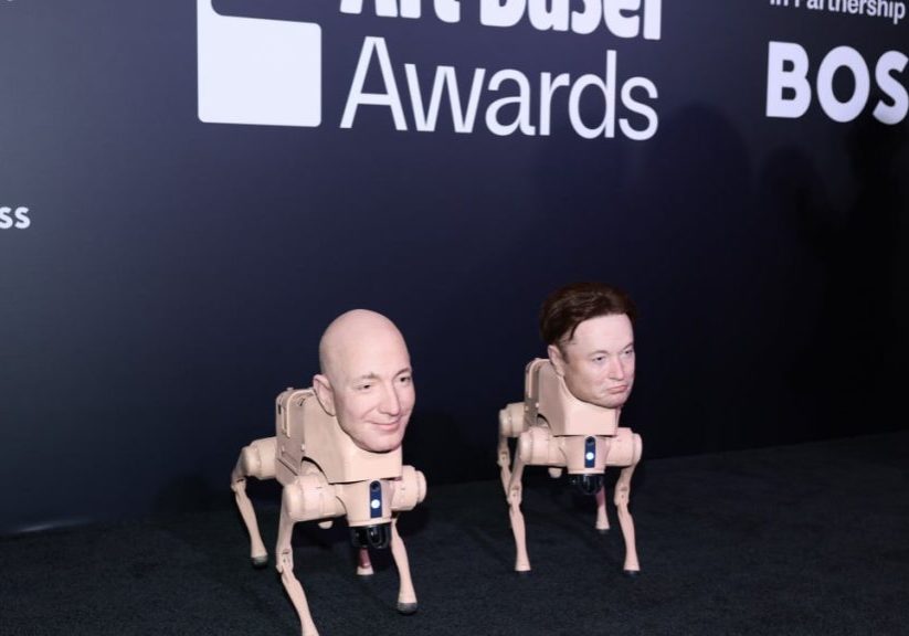 Beeple's billionaire robot dogs — Musk, Zuckerberg, and Bezos — are pure nightmare fuel