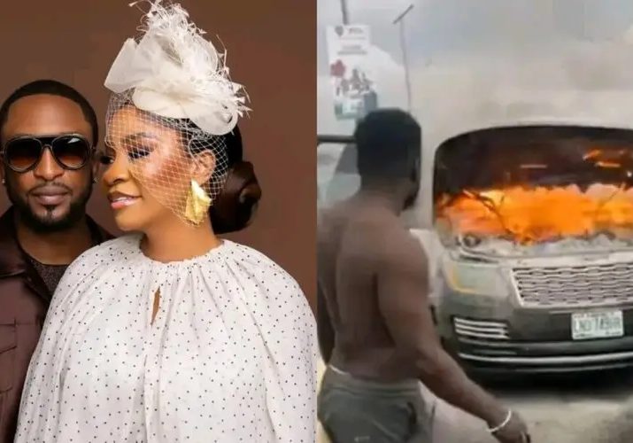 Singer Darey Art Alade's car burns to ashes on Third Mainland Bridge [VIDEO]