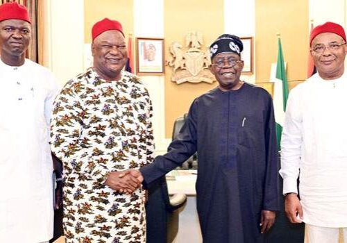 Tinubu Meets Anyim, Imo, Ebonyi Governors at Presidential Villa Tinubu Meets Anyim, Imo, Ebonyi Governors at Presidential Villa