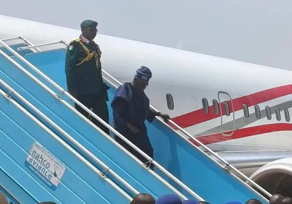 BREAKING: Tinubu arrives Kaduna, to attend wedding, visit Buhari's family