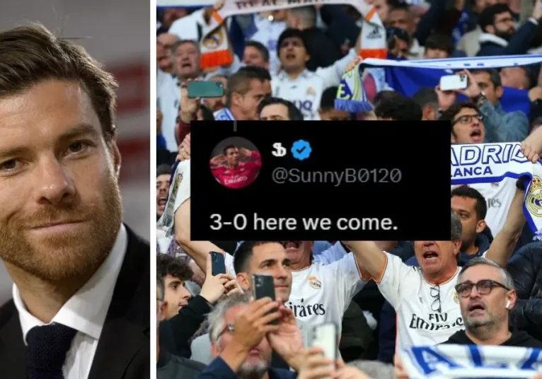 Trent Alexander-Arnold starts for Real Madrid against Mallorca L to R: Xabi Alonso and Real Madrid fans (Images via Getty and X/@SunnyB0120)