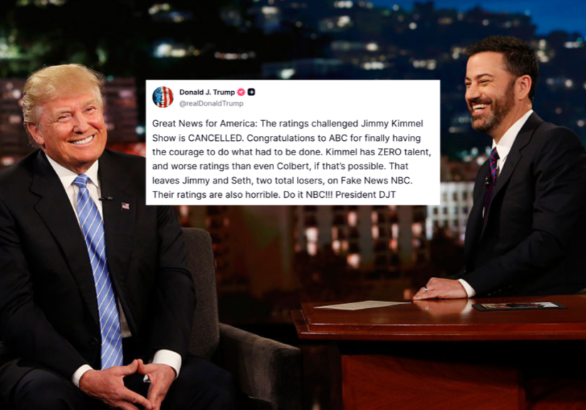 Trump gloats over Jimmy Kimmel being pulled off air amidst free speech fears