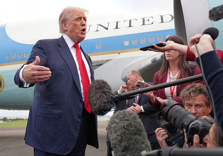 Trump warns Europe against immigration as he arrives in Scotland