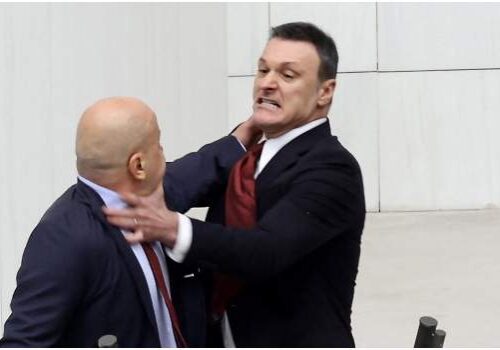 Turkish Parliament Erupts in Brawl Over Jailed Opposition Figure Turkish Parliament Erupts in Brawl Over Jailed Opposition Figure