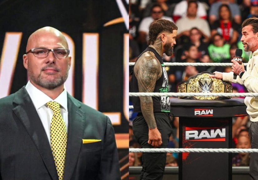 Adam Pearce (left), Jey Uso &amp;amp; CM Punk (right) (Image Credits: WWE.com)