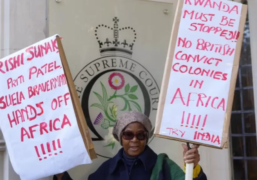 a protester stands in front of the supreme court in london november 15 2023 a protester stands in front of the supreme court in london november 15 2023