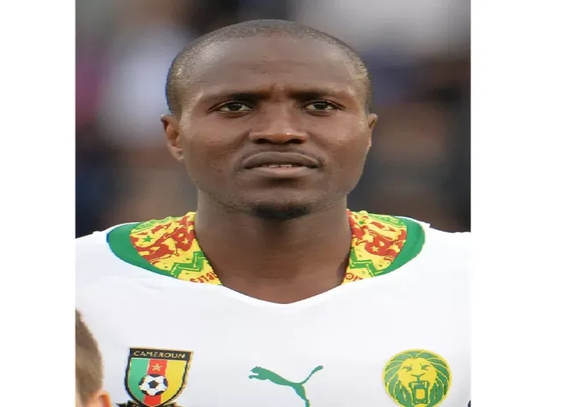 cameroons landry nguemo poses for photographers before a friendly soccer match between cameroon and macedonia in kufstein on may 26 2014