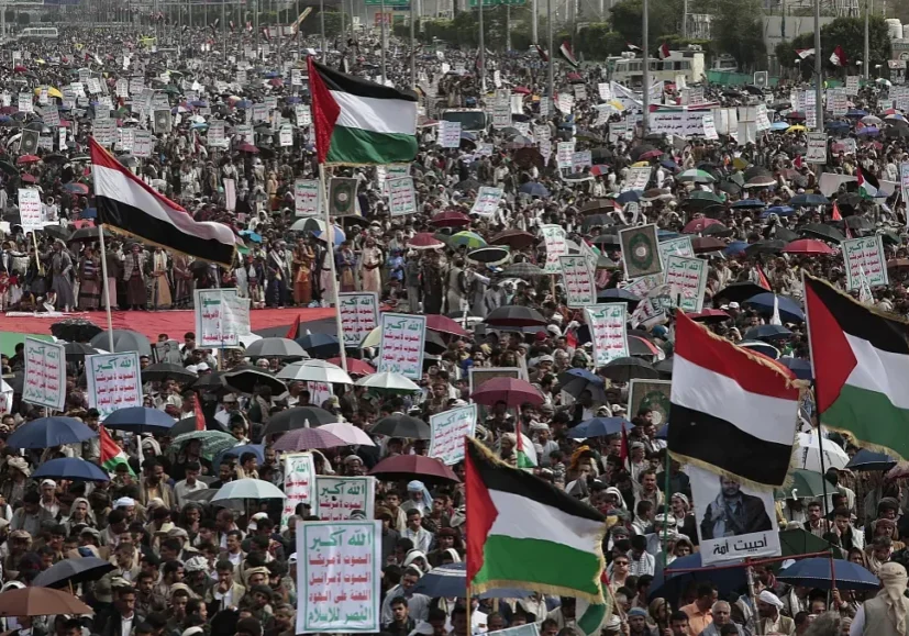 houthi supporters attend anti israel and anti u s protests in sanaa yemen friday june 14 2024 houthi supporters attend anti israel and anti u s protests in sanaa yemen friday june 14 2024