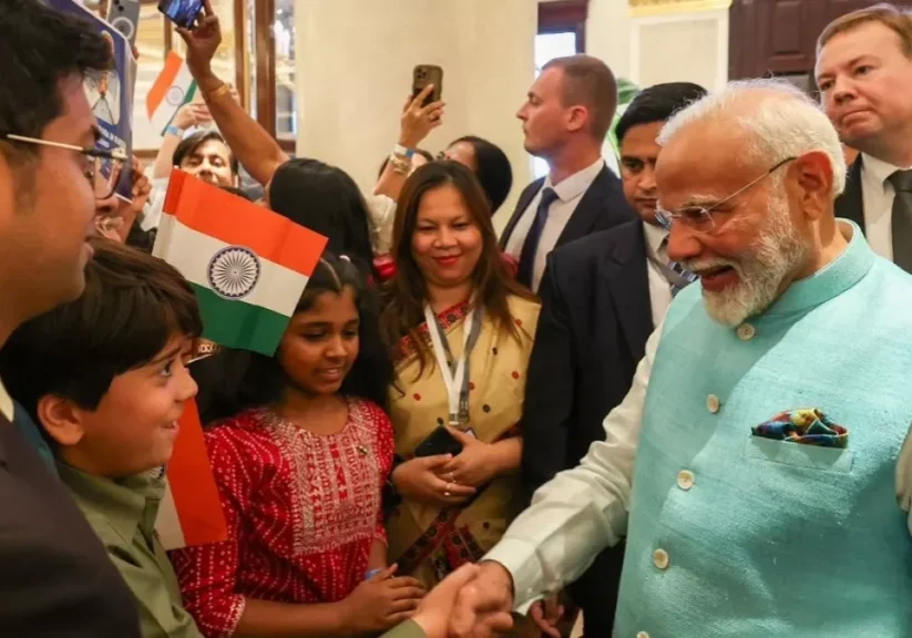 indian prime minister narendra modi greeting the indian community in moscow during his two day visit to russia on teusday 9 07 2024