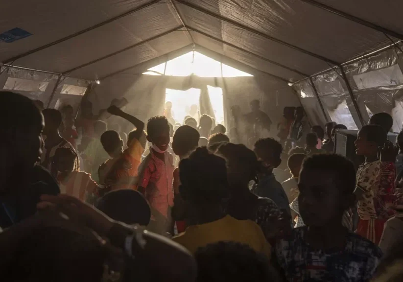 tigray refugee children sing and dance inside a tent run by unicef for childrens activities in umm rakouba refugee camp in qadarif eastern sudan thursday dec 10 2020